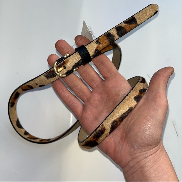 Talbots NWT Leopard FUR Leather Belt W. Gold Buckle Hardware. Size Large. - Picture 4 of 12